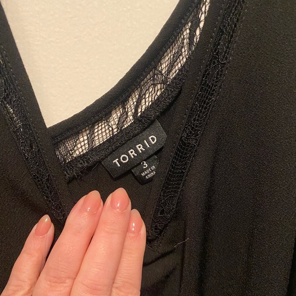 torrid Studio Crepe Jersey Lace Inset Double V-Neck Tank - Picture 9 of 13